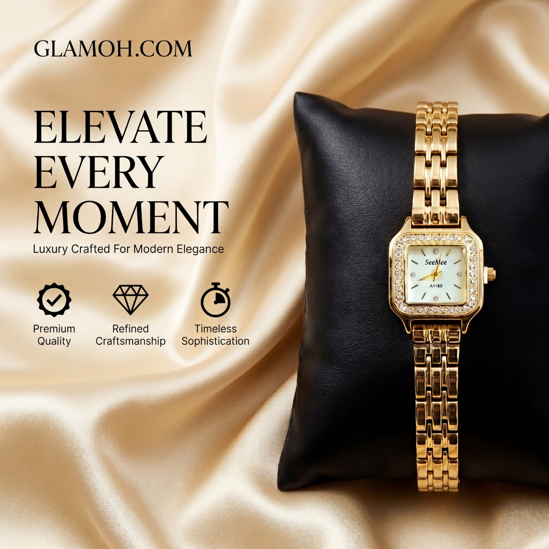 Elite Crystal Square Dial Women's Watch