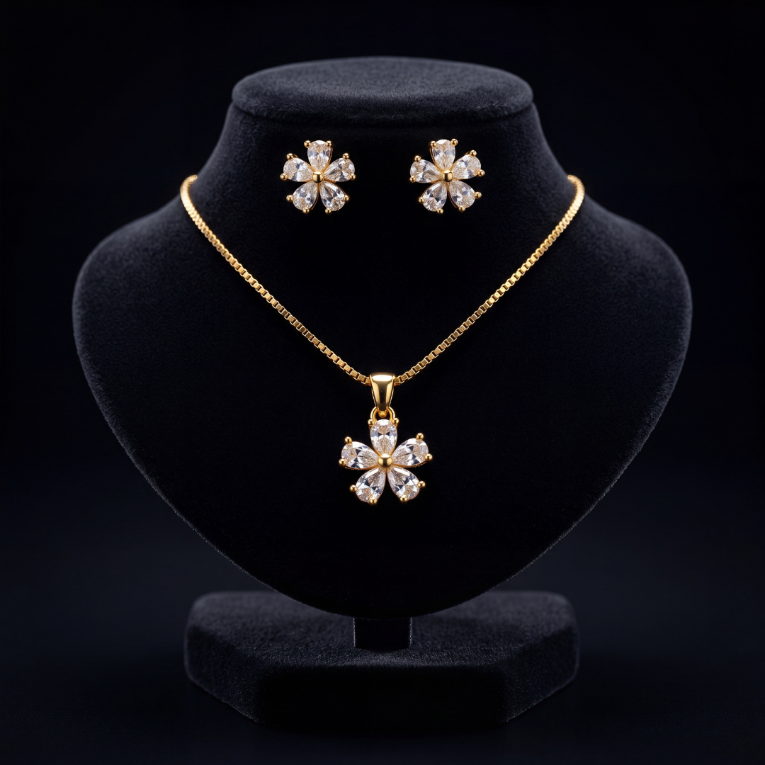 Floral Necklace and Earrings Set