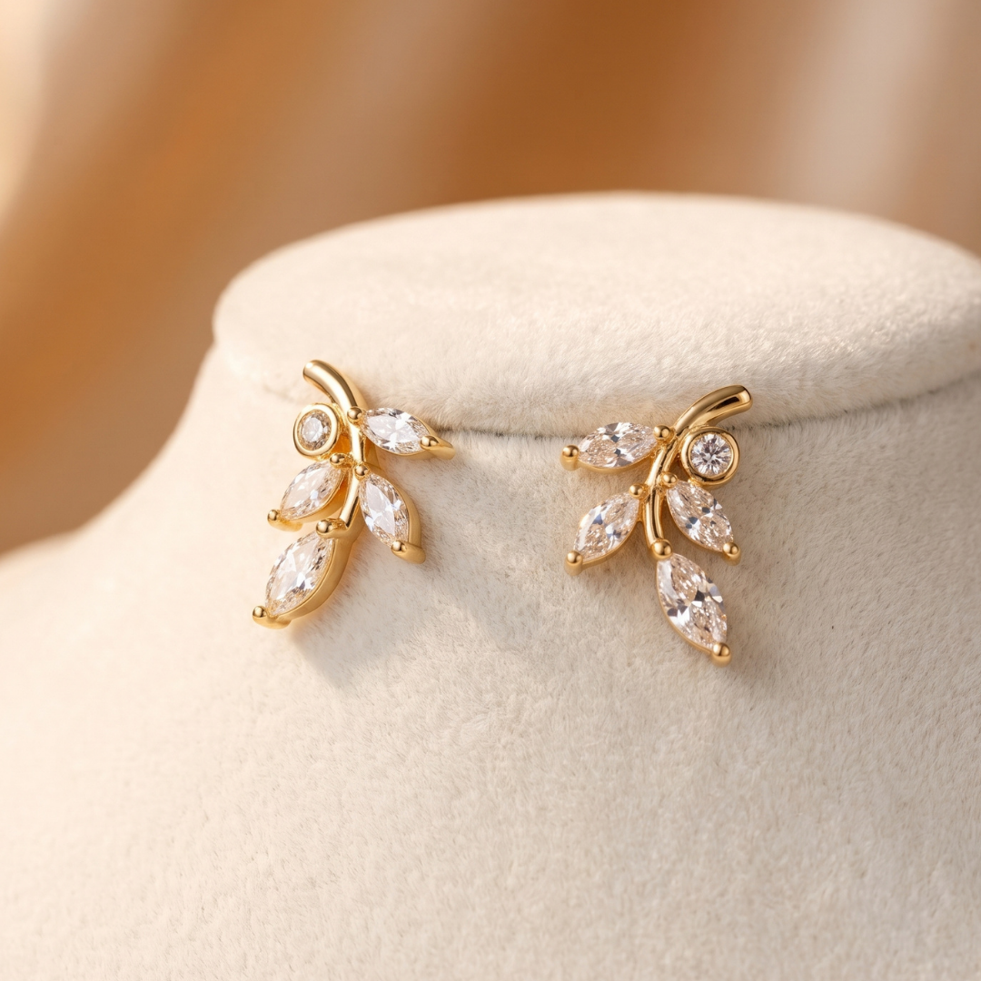 Gold Marquise Leaf Women's Earring