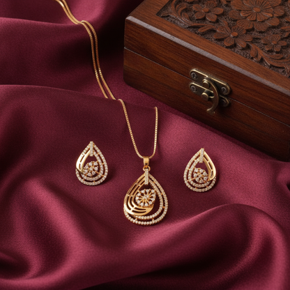 Teardrop Necklace and Earrings Set