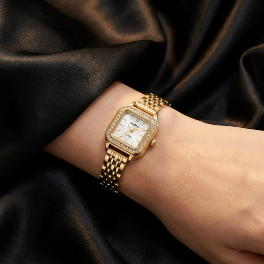 Elite Crystal Square Dial Women's Watch