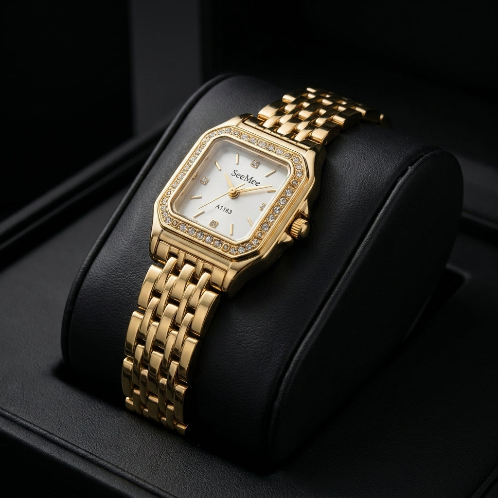 Elite Crystal Square Dial Women's Watch