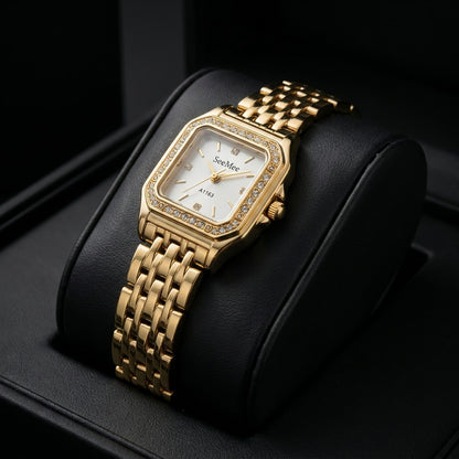 Elite Crystal Square Dial Women's Watch