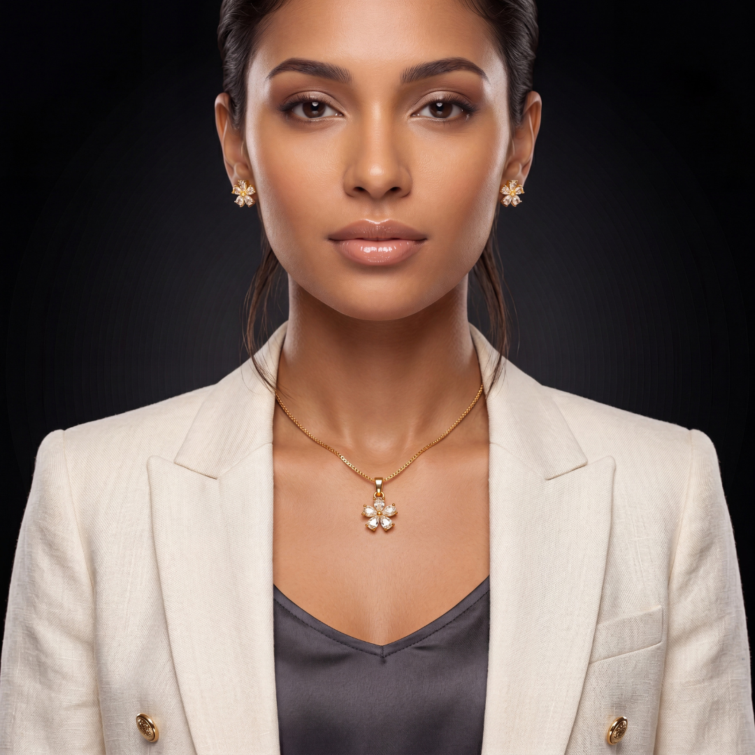 Floral Necklace and Earrings Set