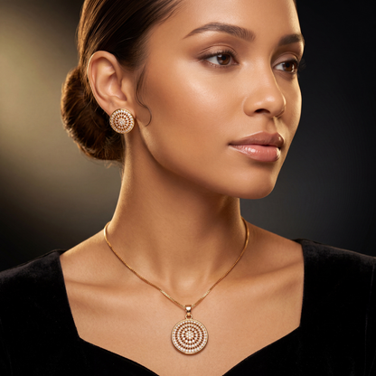 Round Medallion Necklace and Earrings Set
