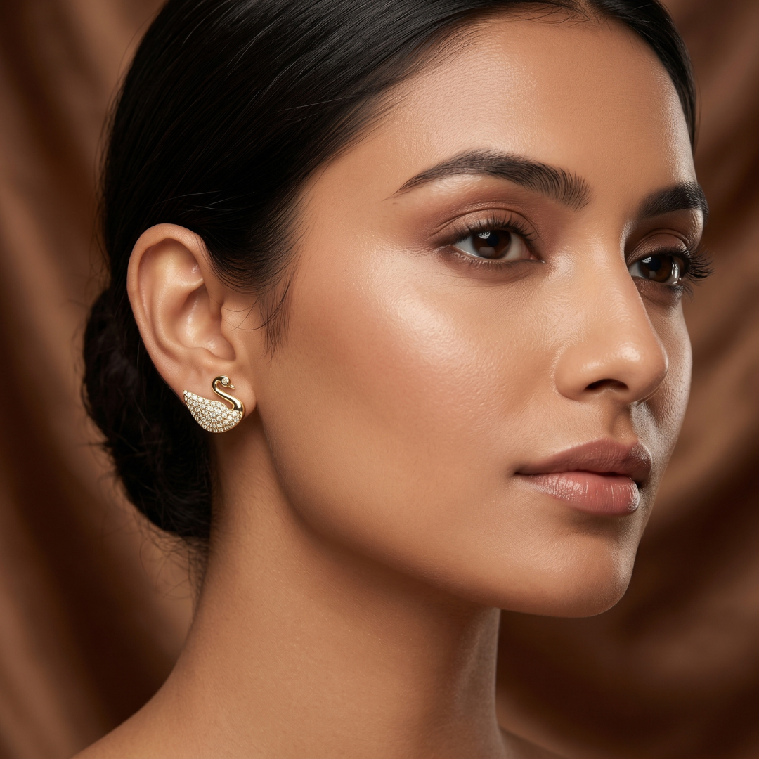 Silver Swan Crystal Women's Earring