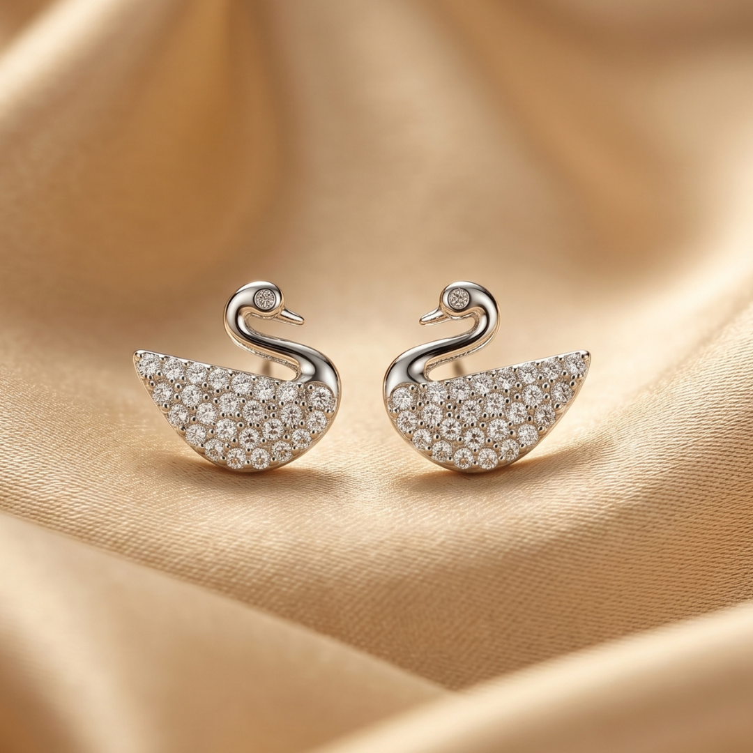 Silver Swan Crystal Women's Earring