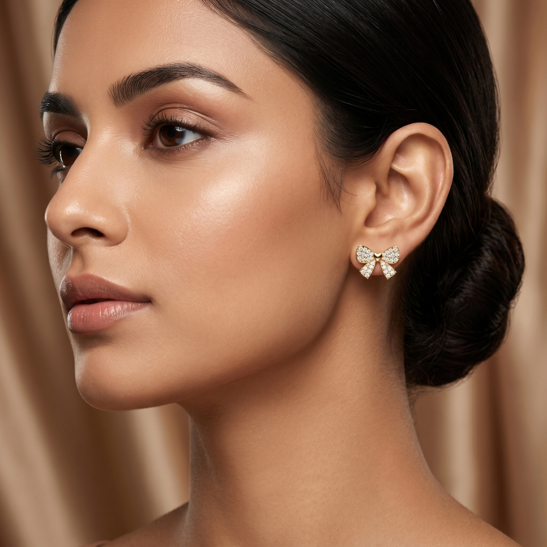 Gold Cupid’s Ribbon Women's Earring