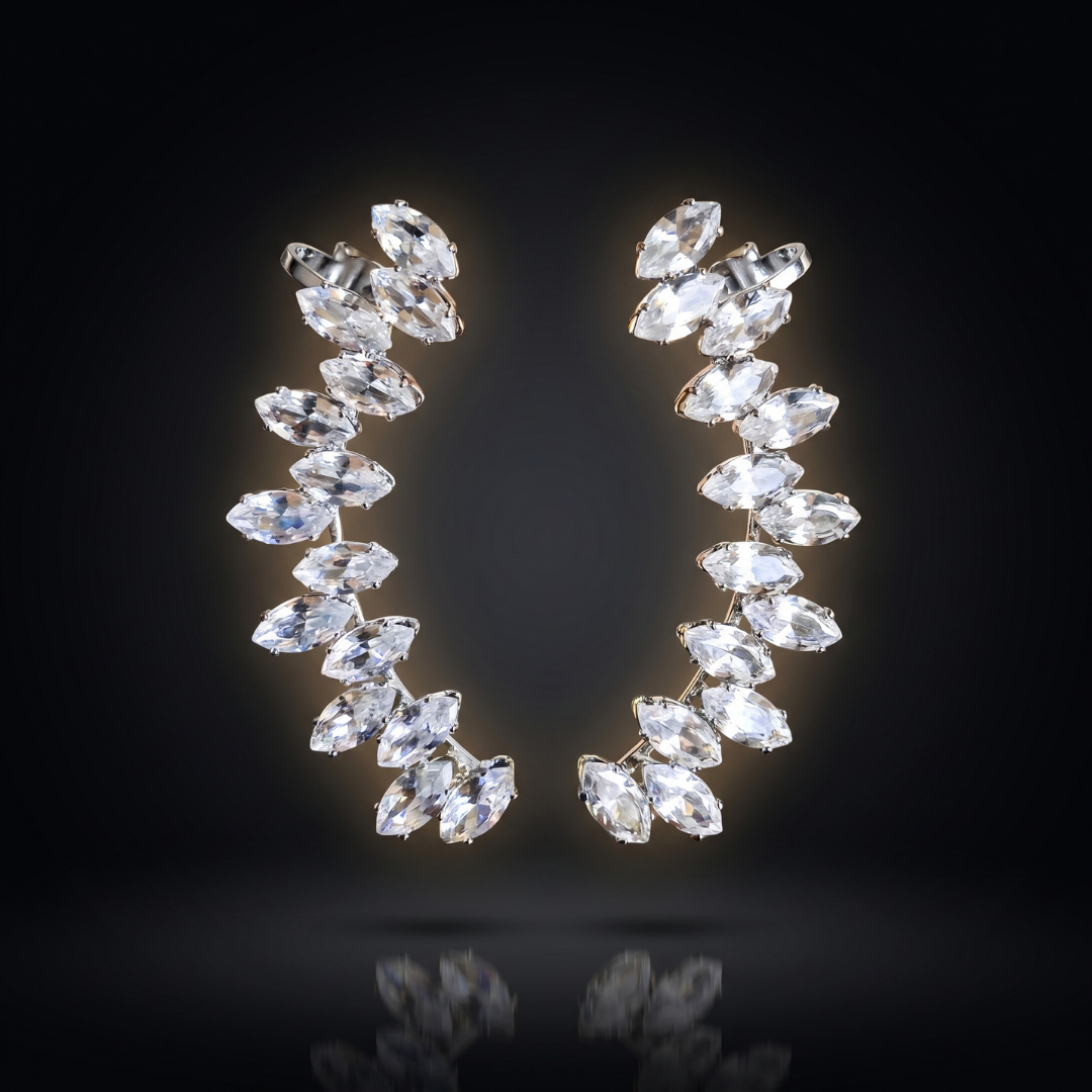 Silver Snowflake Crystal Ear Cuff