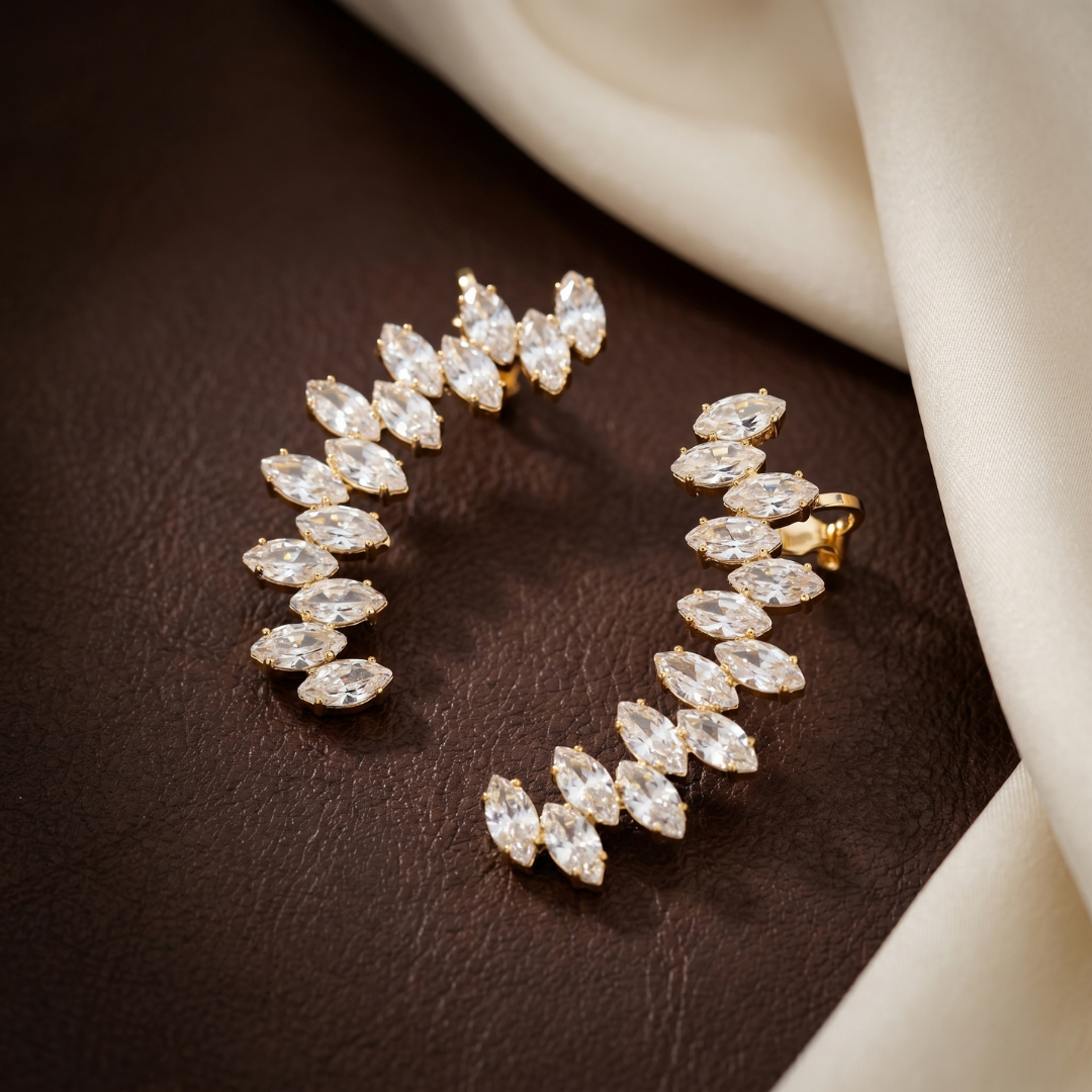 Gold Snowflake Crystal Ear Cuff