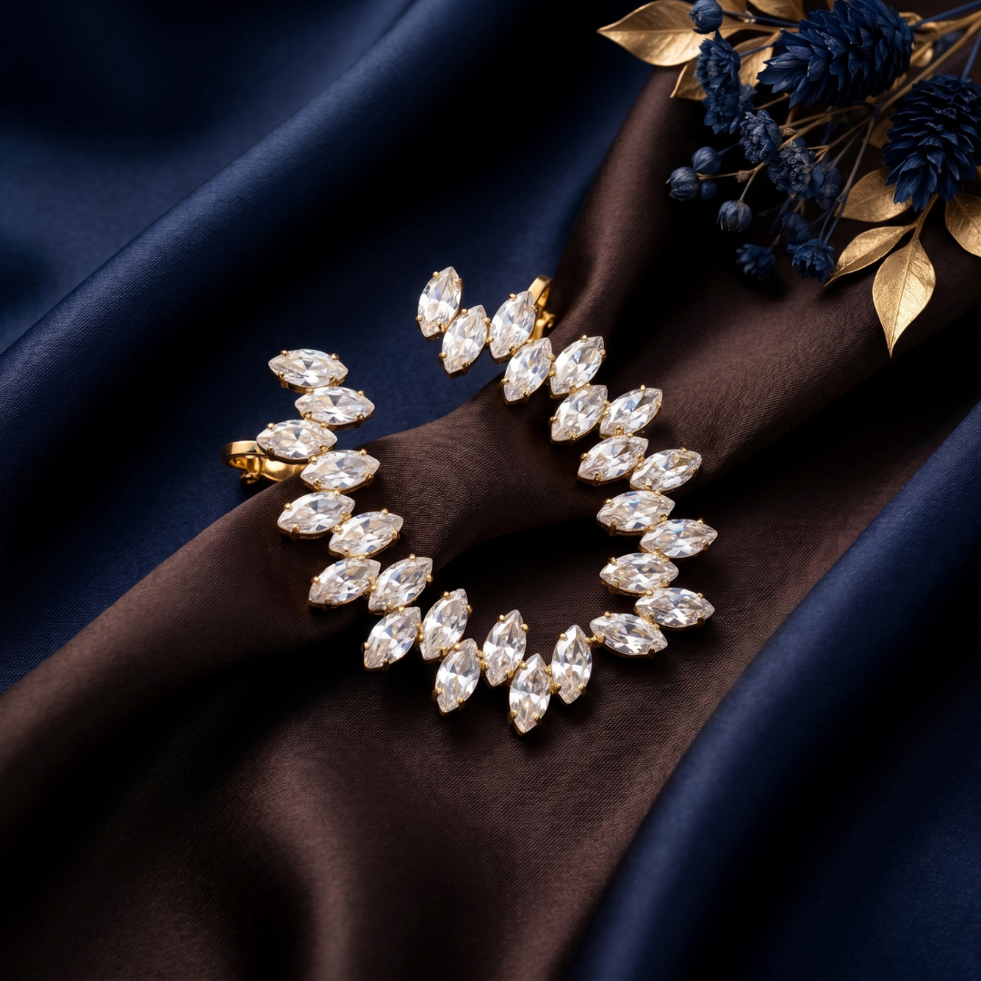 Gold Snowflake Crystal Ear Cuff
