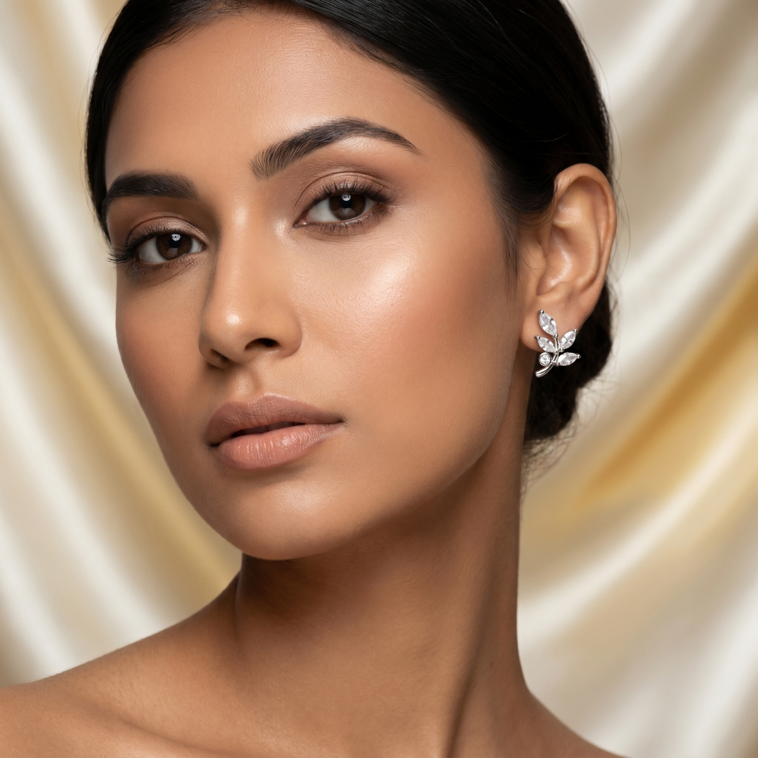 Silver Marquise Leaf Women's Earring