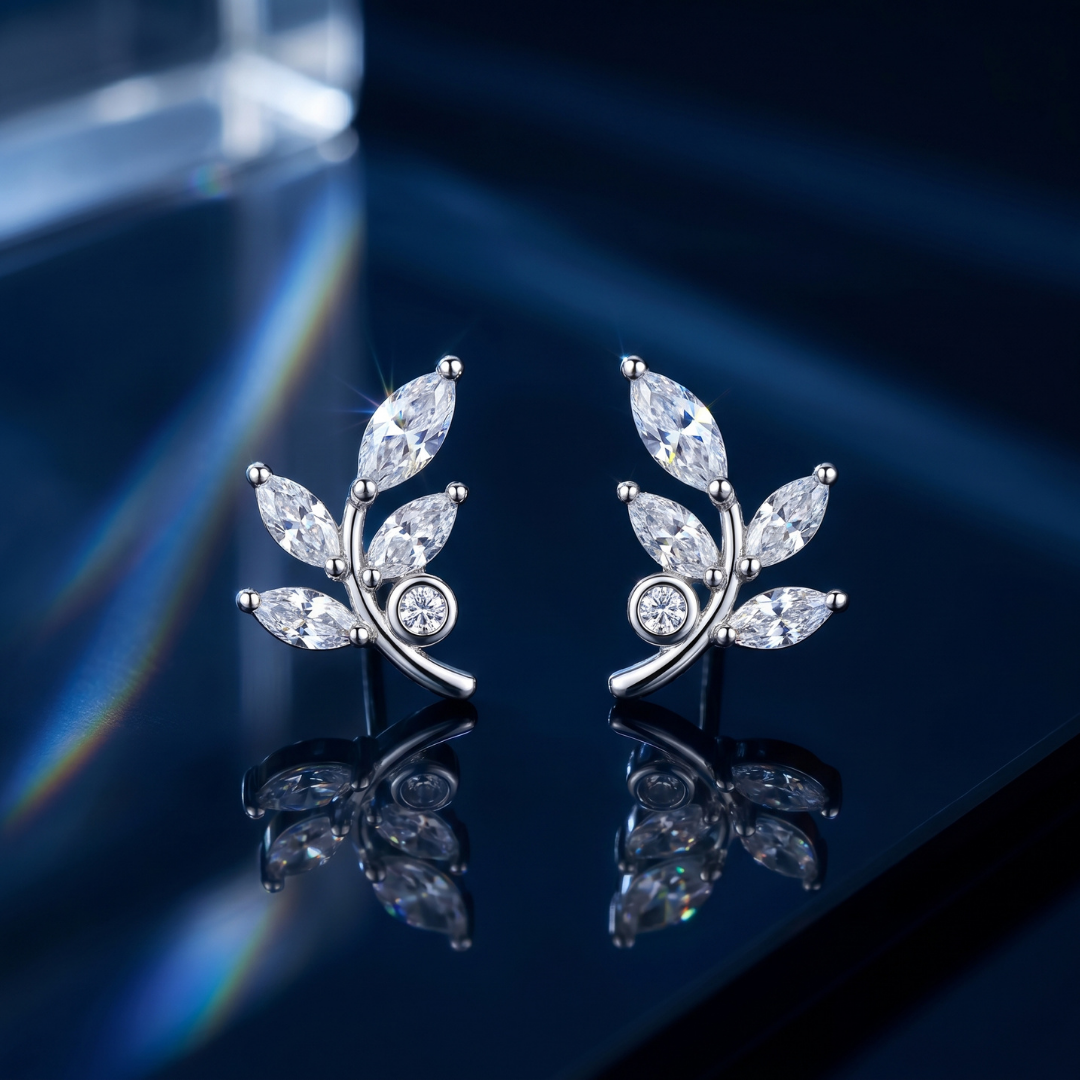 Silver Marquise Leaf Women's Earring