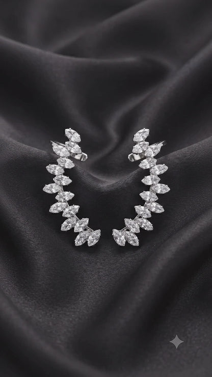 Silver Snowflake Crystal Ear Cuff