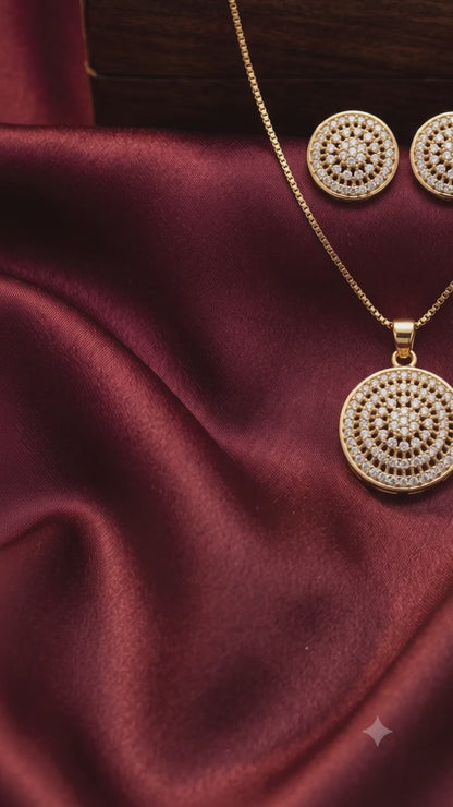 Round Medallion Necklace and Earrings Set