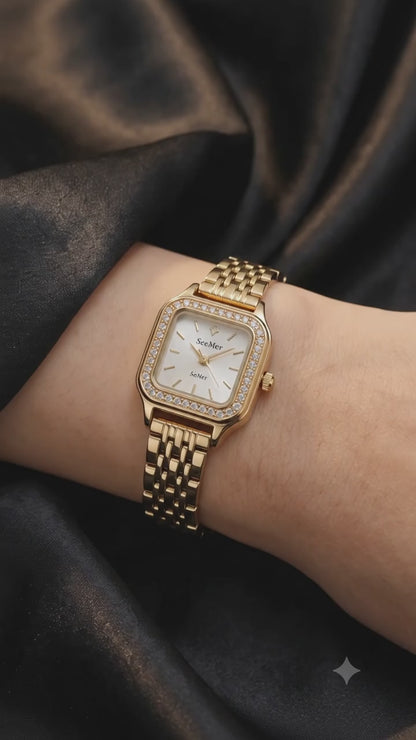 Elite Crystal Square Dial Women's Watch