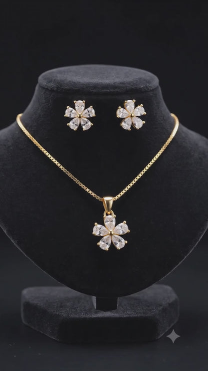 Floral Necklace and Earrings Set