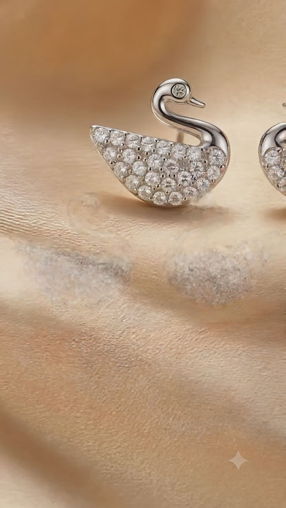 Silver Swan Crystal Women's Earring