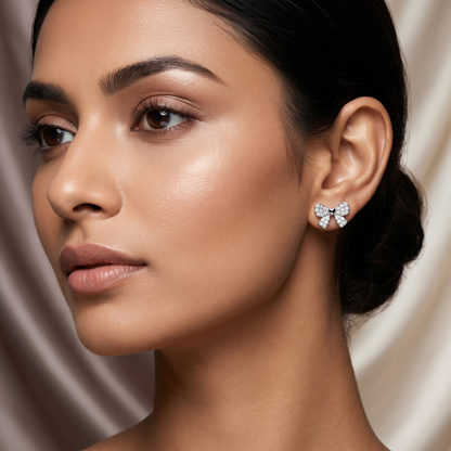 Silver Bow Crystal Women's Earring